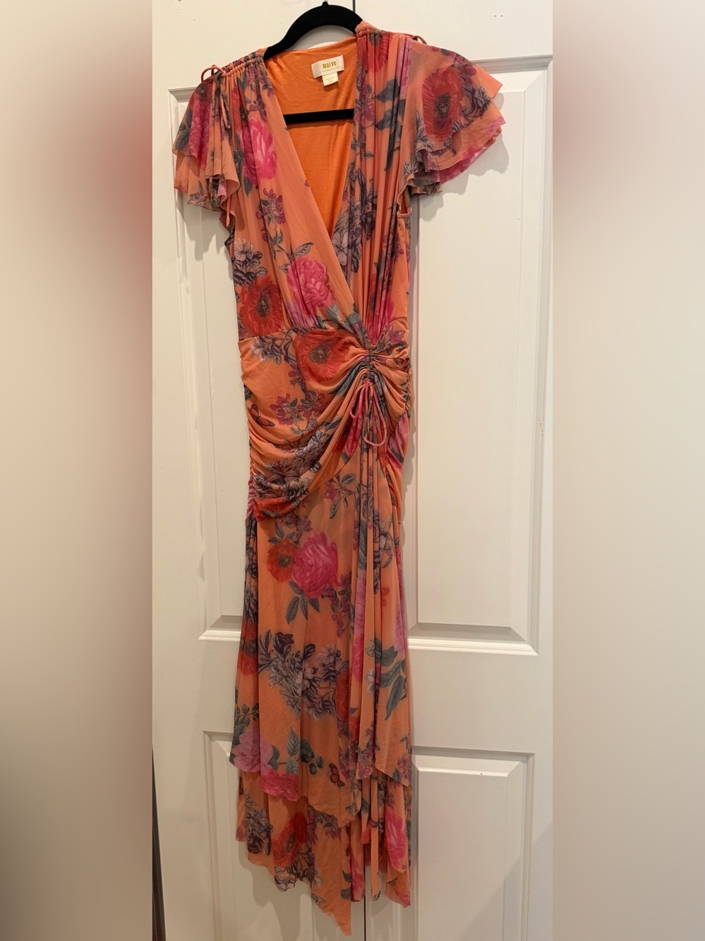 Maeve by Anthropologie coral floral dress.